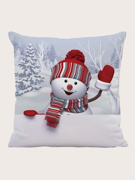 Jul snögubbe tryck kuddfodral - 45 x 45 cm