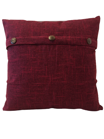 Kuddfodral med Tre knappar vintage Vinröd  -  50 x 50 cm