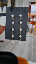 Örhängen fashionable pärlor och tofs dangle
