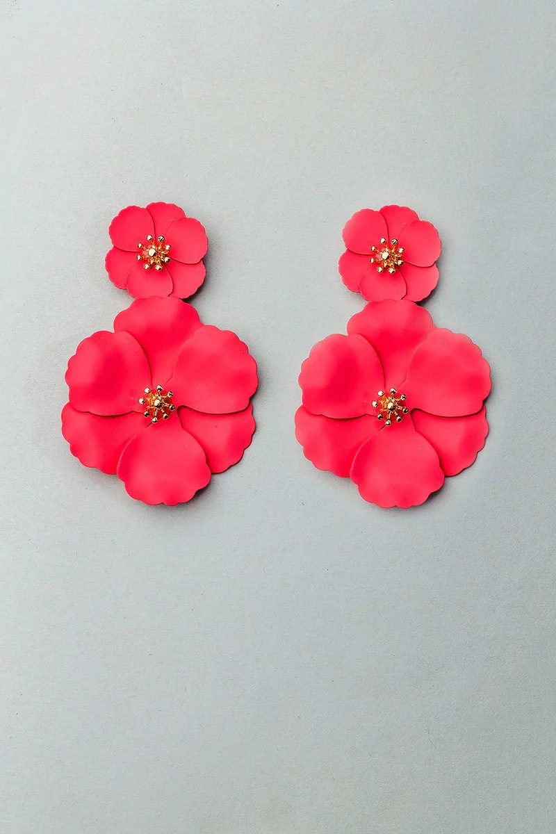 FLOWER TWIN EARRINGS CORAL