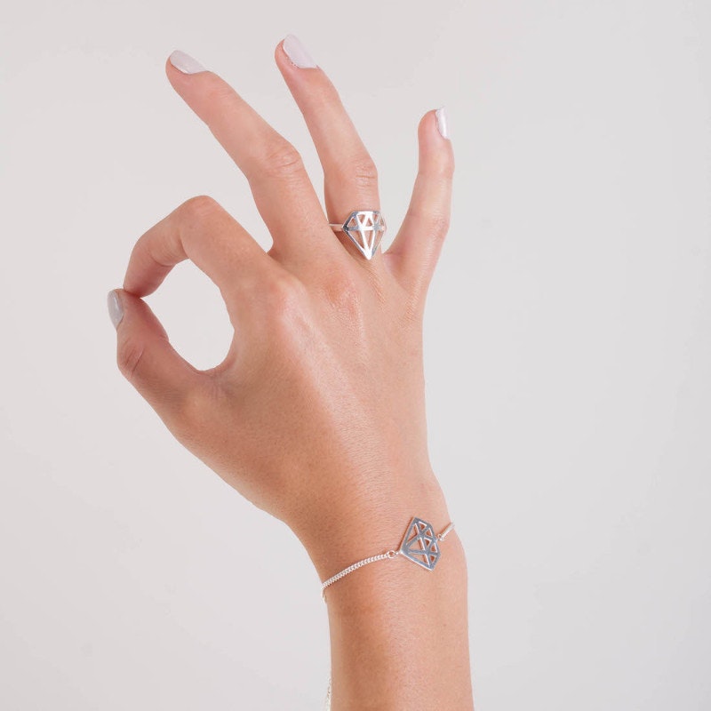 SILVERRING STOR DIAMANT
