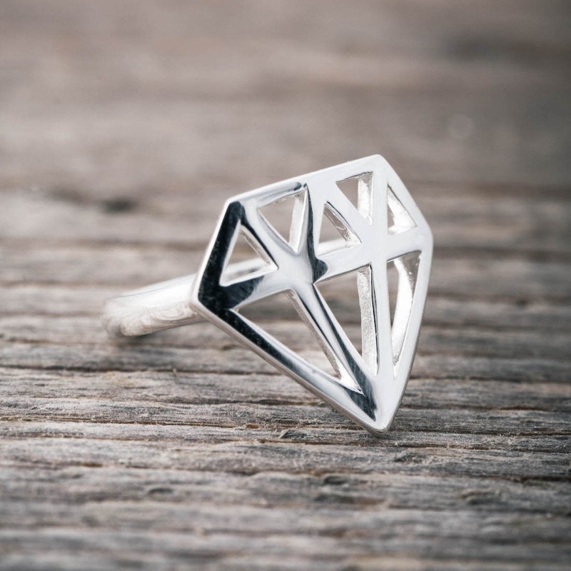 SILVERRING STOR DIAMANT