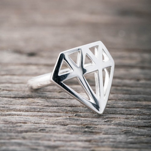 SILVERRING STOR DIAMANT