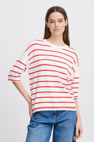BYMMORLA T-SHIRT RÖD/VIT