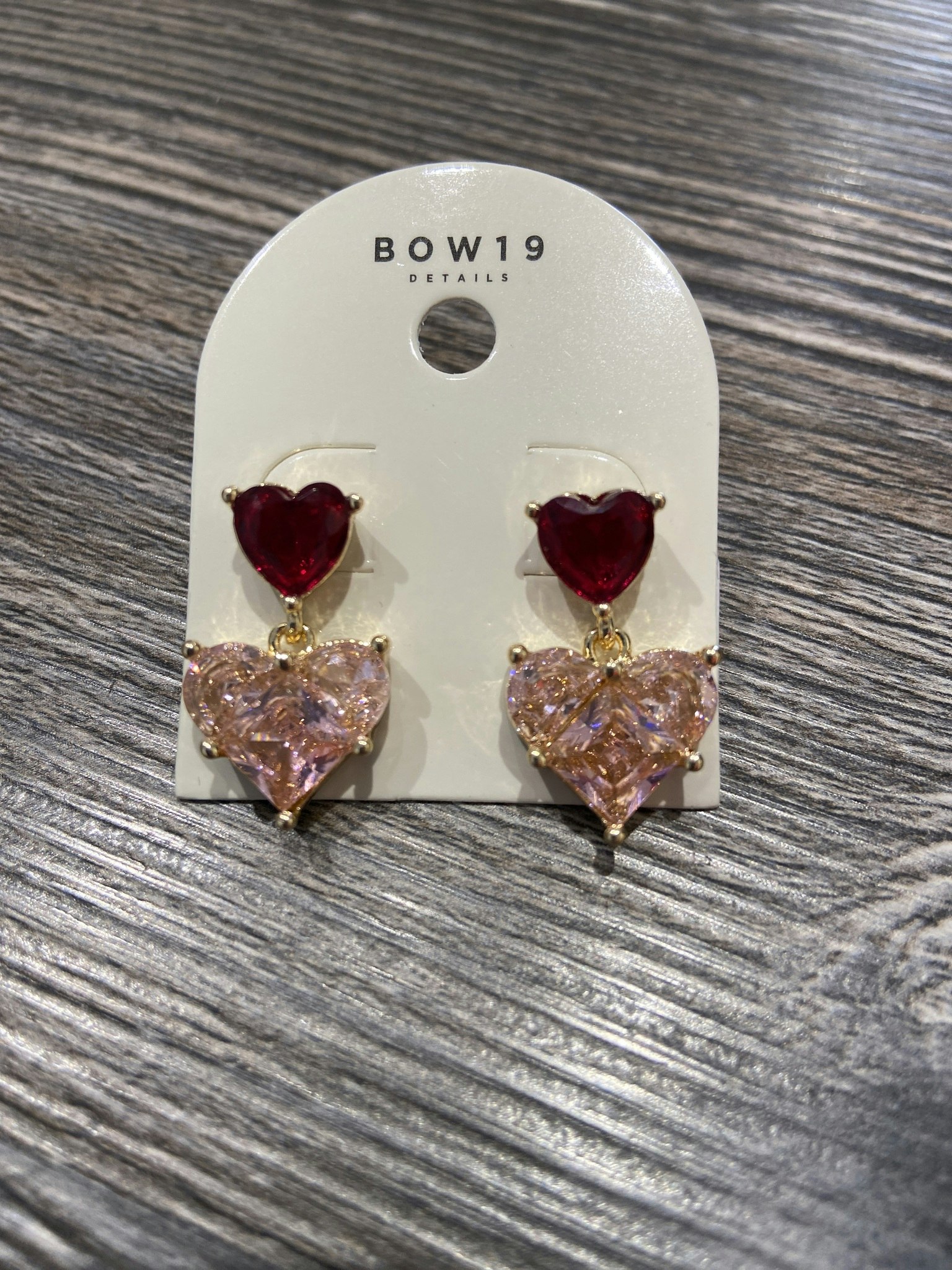 HEART EARRINGS PINK-RED