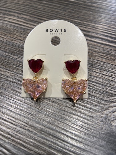 HEART EARRINGS PINK-RED