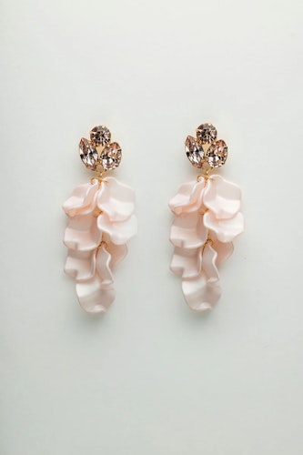 LEAF STONE EARRINGS LIGHT PINK