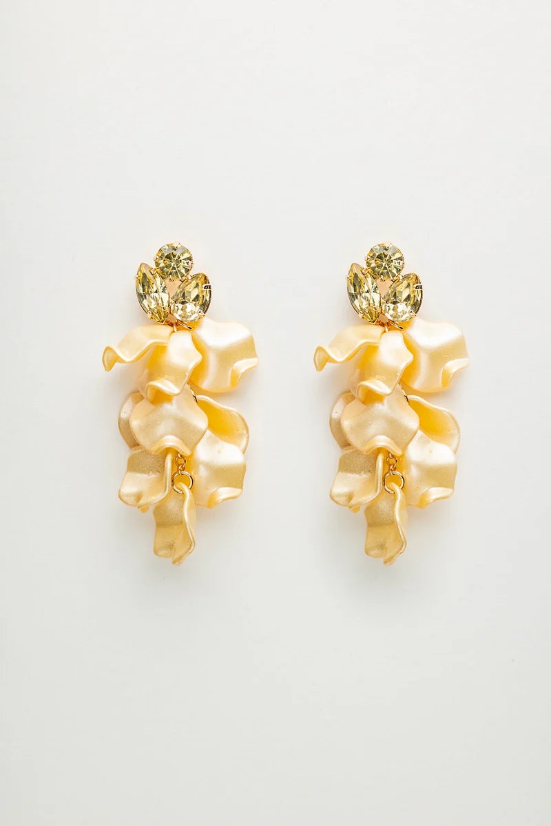LEAF STONE EARRINGS LIGHT YELLOW