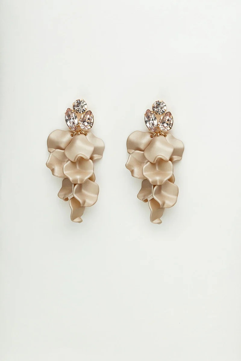 LEAF STONE EARRINGS NOUGAT
