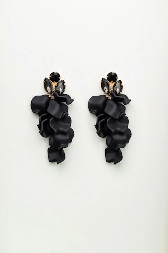 LEAF STONE EARRINGS BLACK
