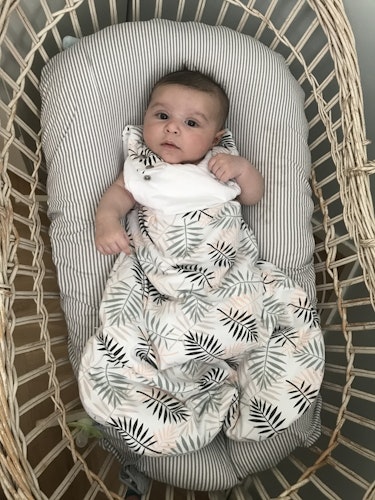 THIN baby sleeping bag ECO - Palm pastel