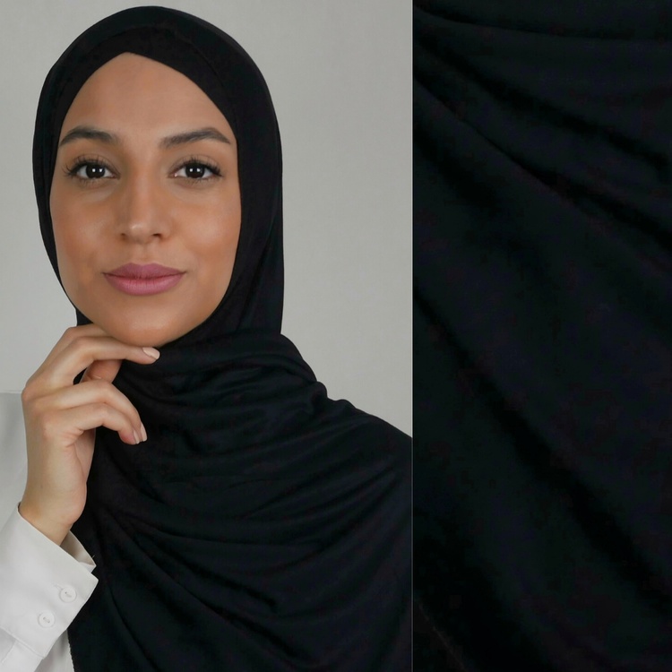 Klassisk hijab i Jersey i tyget viskos. Denna Jesey hijab är i färgen svart