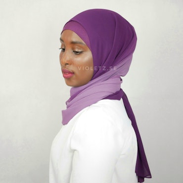 Instant Chiffong hijab med undersjal - ombré lila