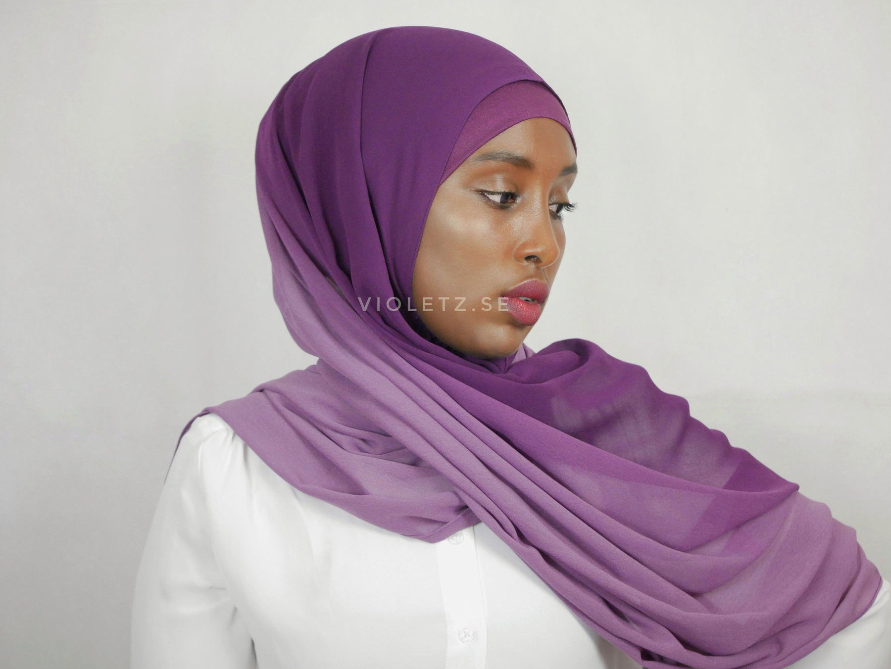 Instant Chiffong hijab med undersjal - ombré lila