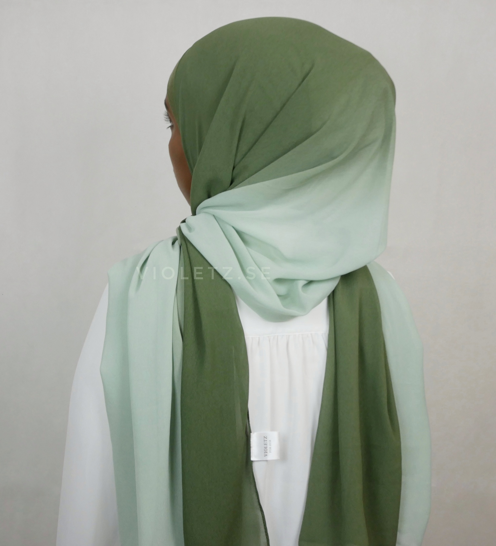 Instant Chiffong hijab med undersjal - ombré oliv