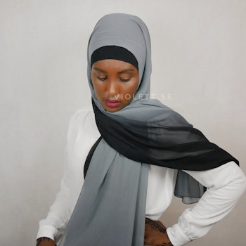 Instant Chiffong hijab med undersjal - ombré natt