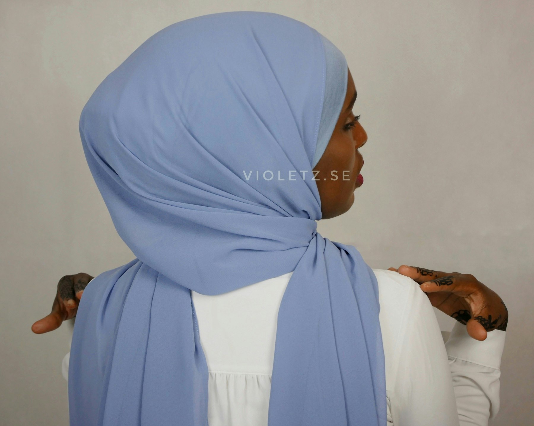 Instant Chiffong hijab med undersjal - arabian blue
