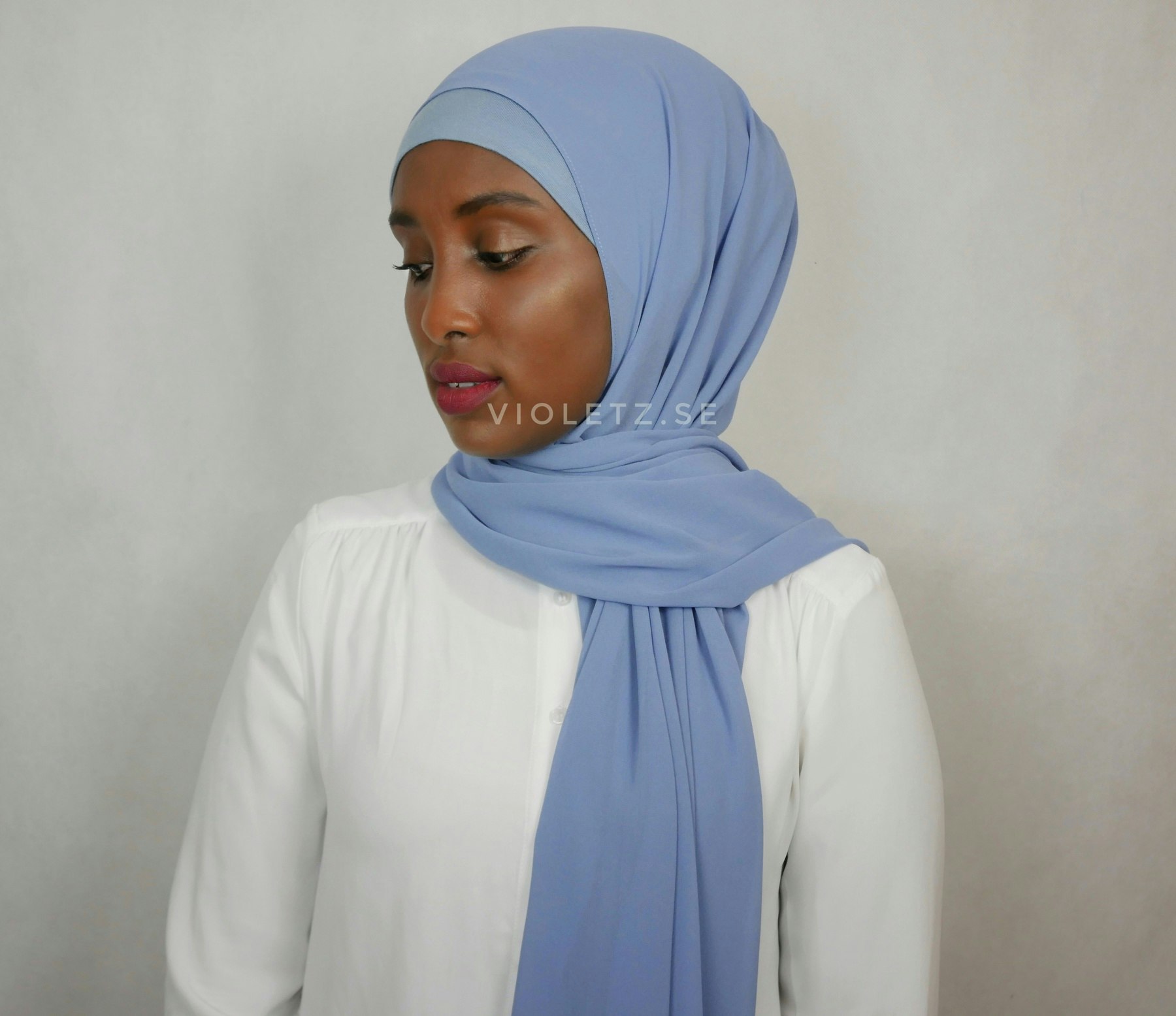 Instant Chiffong hijab med undersjal - arabian blue