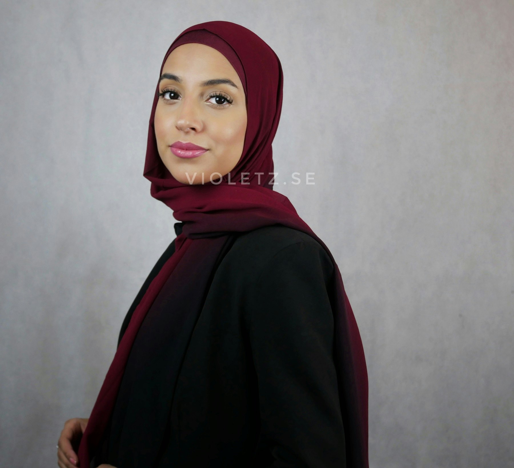 Instant Chiffong hijab med undersjal - cherry