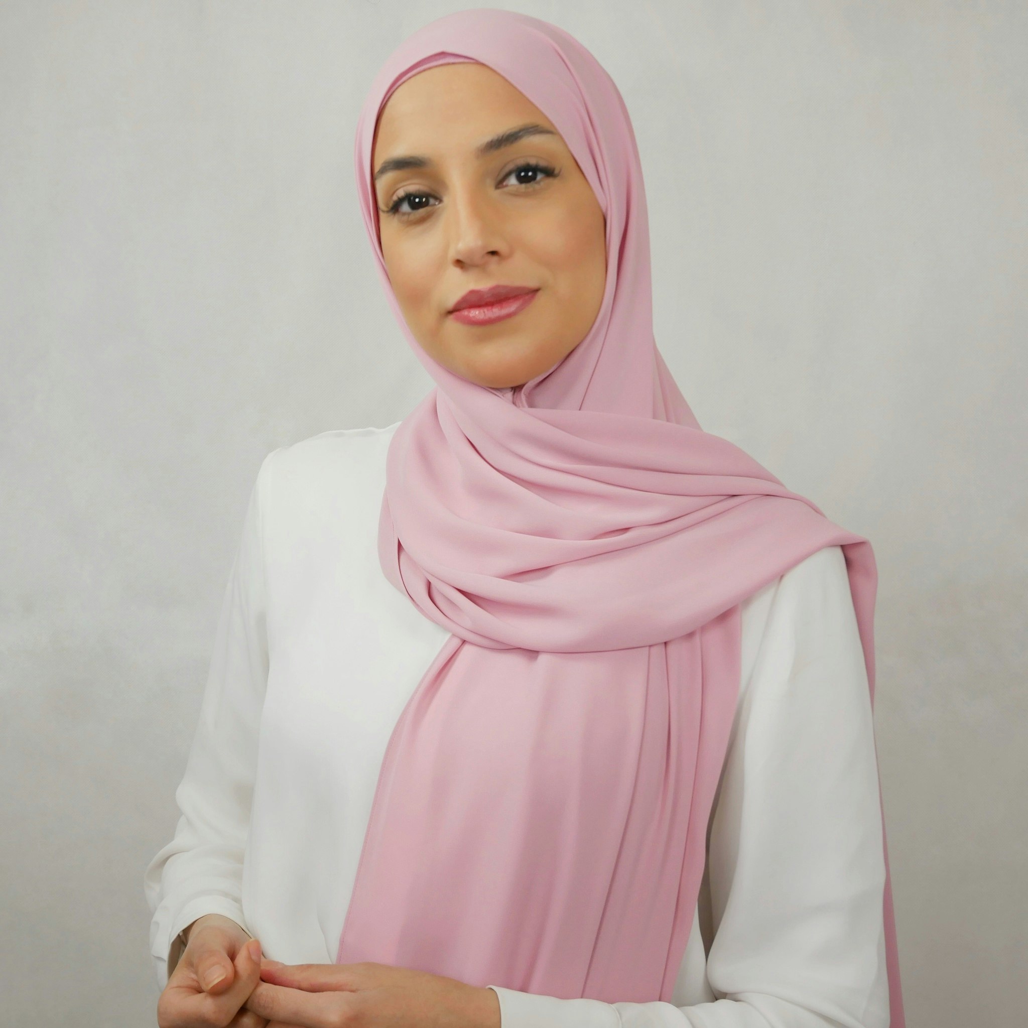 HIJAB MED MAGNET - Silk Chiffong - rosa