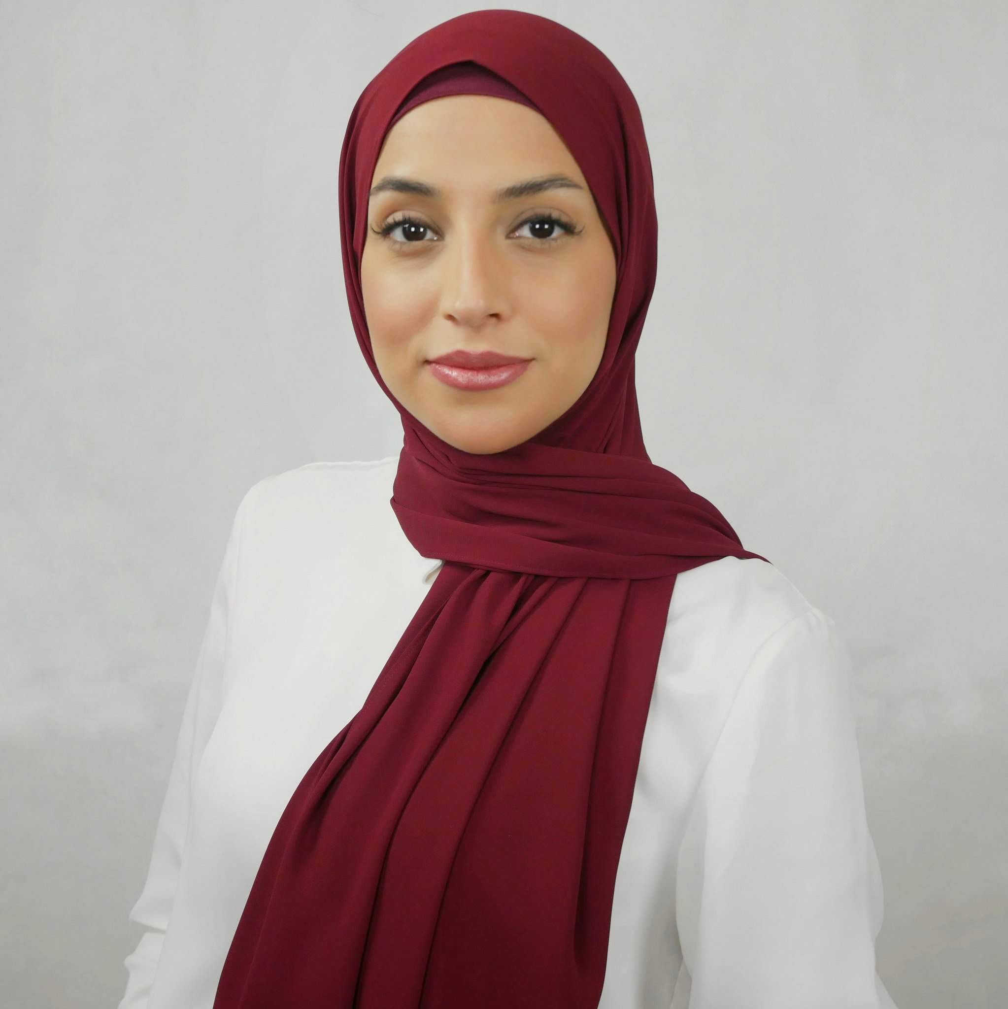 HIJAB MED MAGNET - Silk Chiffong - burgundy