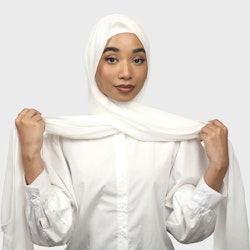 Tiara- hijab med insydd undersjal: Vit/Cream