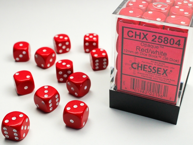Chessex dice 12mm d6 Röda 36st