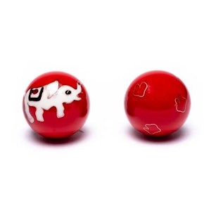 Baoding/Hälsobollar - Elefant - Röd & Vit - 3,5 cm