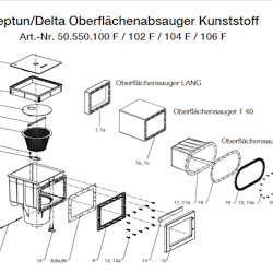 Reservdelar Bräddavlopp Neptun 50.550.100 F / 102 F / 104 F / 106 F