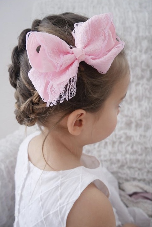 Hårklämma - Fancy Lace Bow Baby Pink