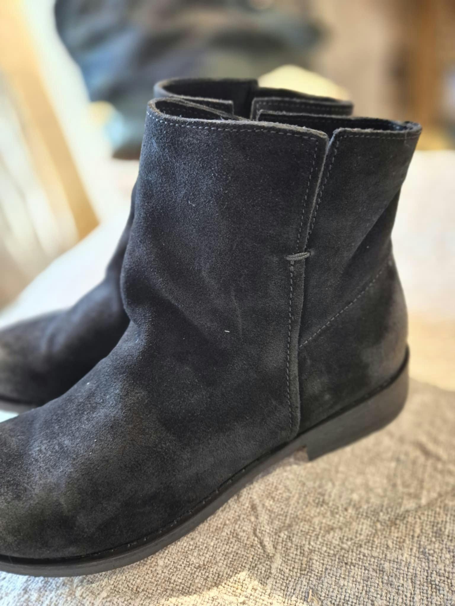 Svarta mocka/skinn boots svarta
