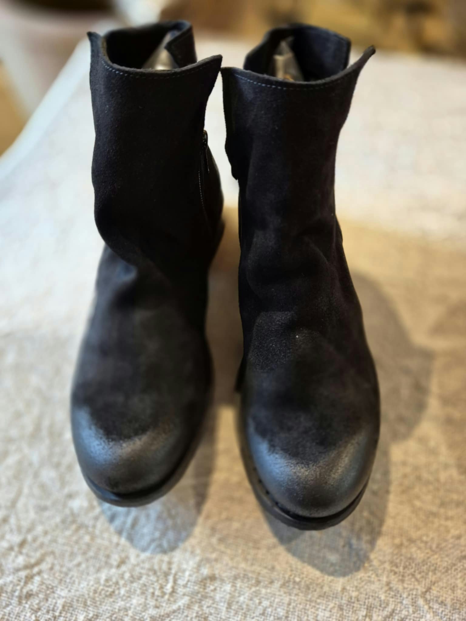 Svarta mocka/skinn boots svarta