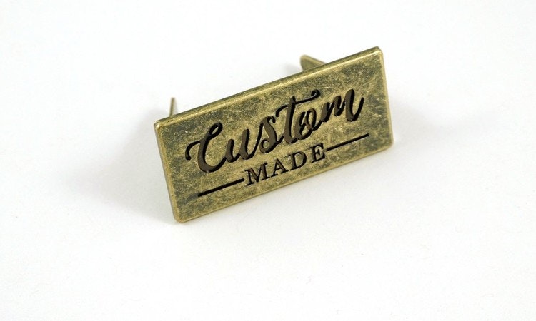 Metal Bag Label: "custom made", rectangle