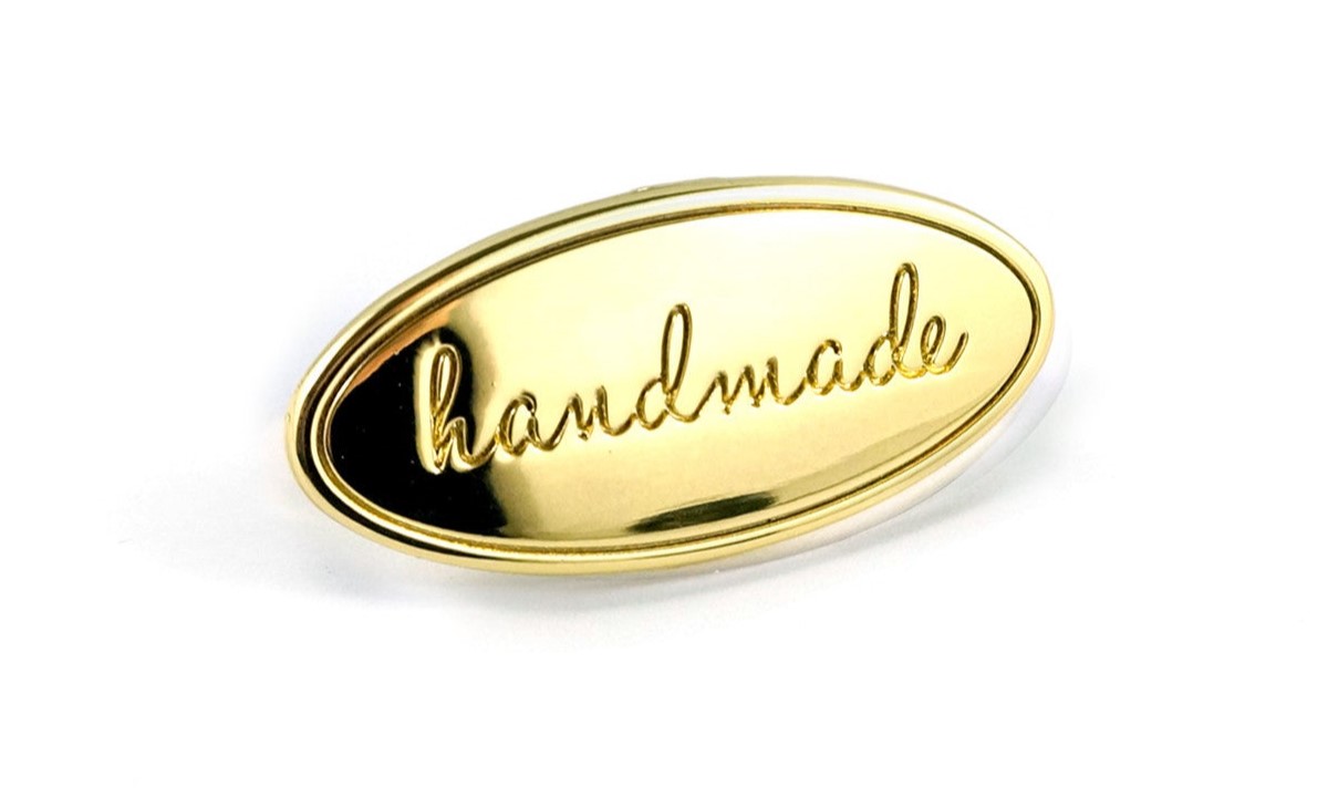 Metallmerke "handmade", oval