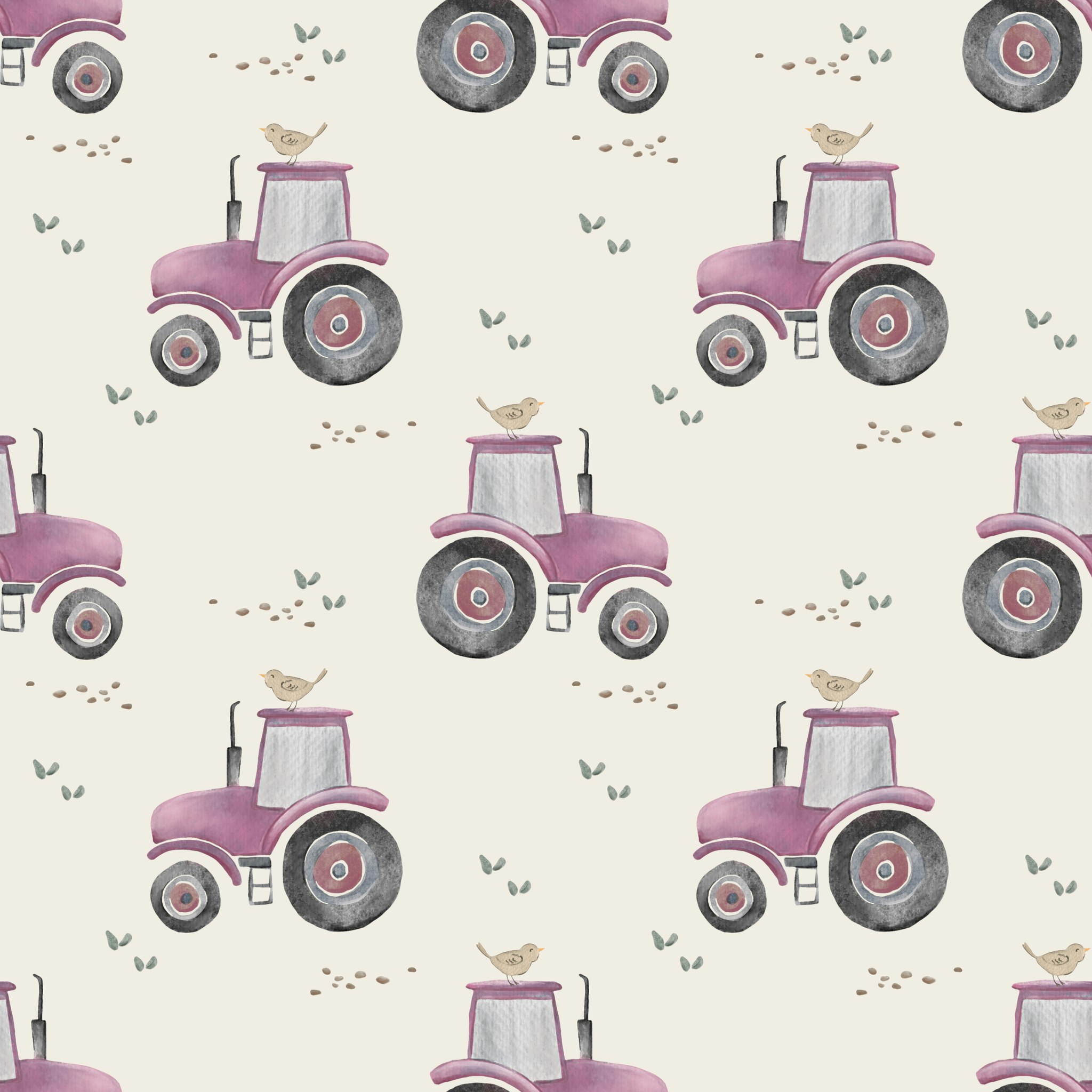 Traktor rosa/lys beige jersey