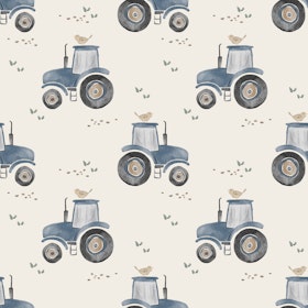 Traktor blå/lys beige jersey