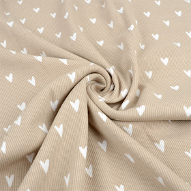 Hearts light taupe ribbjersey