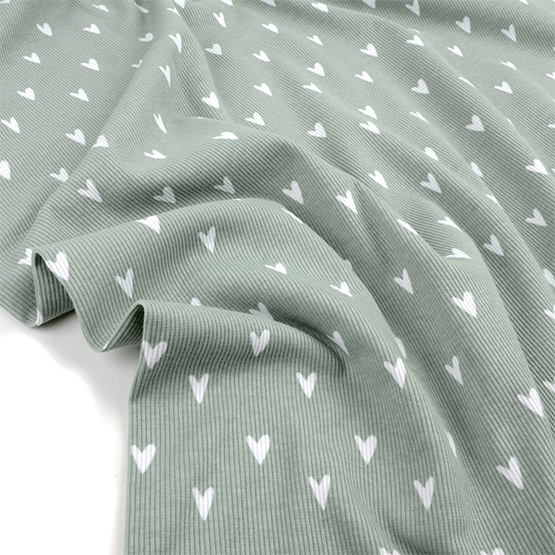 Hearts sage ribbjersey
