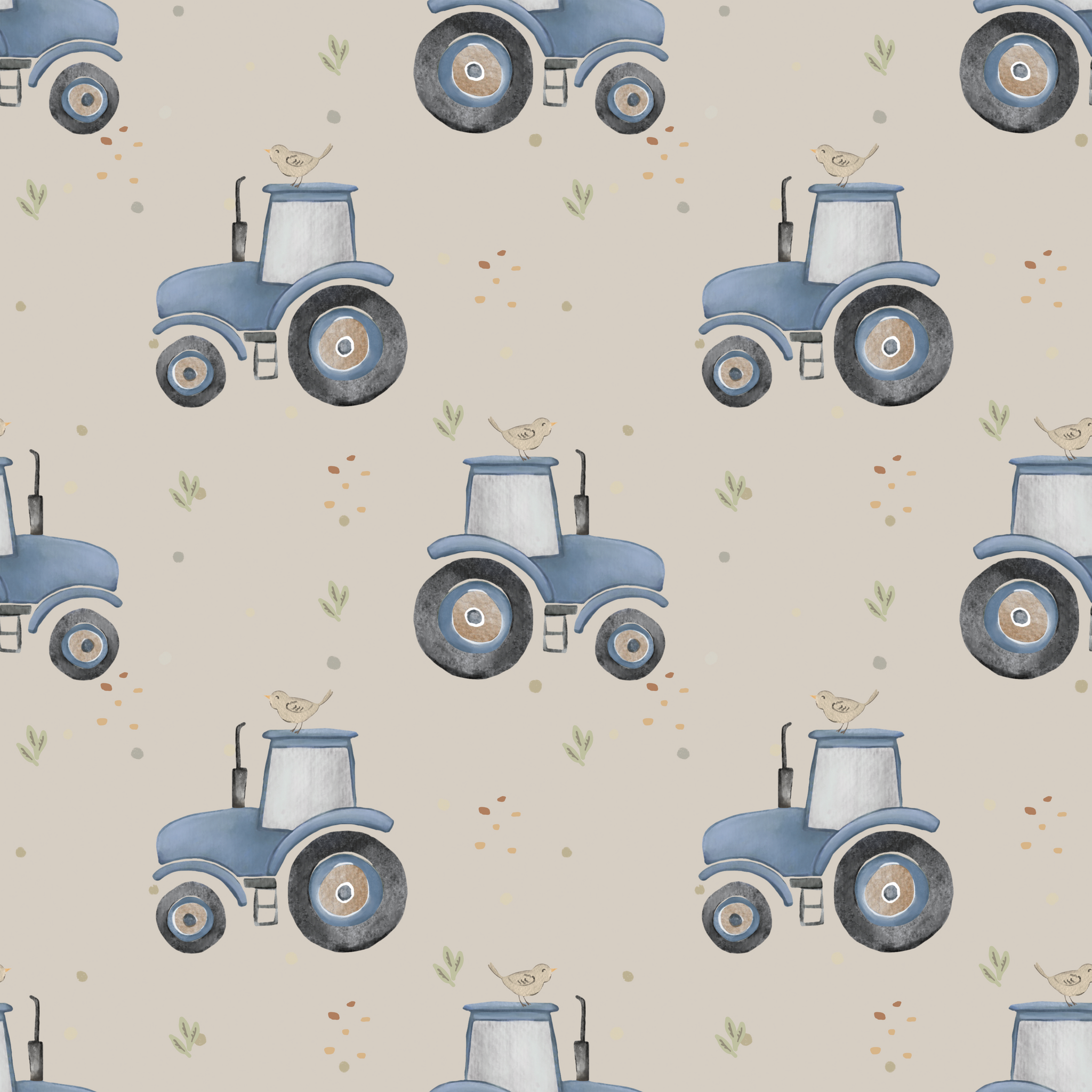 Traktor blå/beige