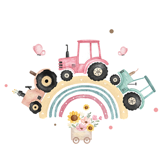 Traktor på regnbue mint