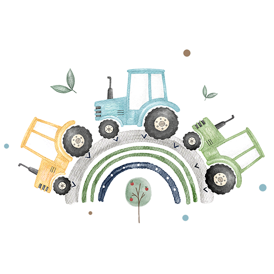 Traktor på regnbue beige
