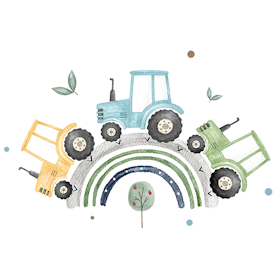 Traktor på regnbue beige
