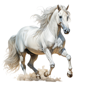 Galloperende hest hvit