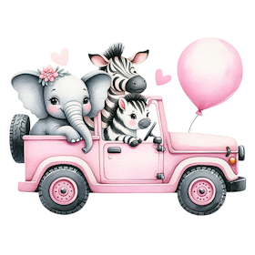 Safari rosa - elefant og sebra