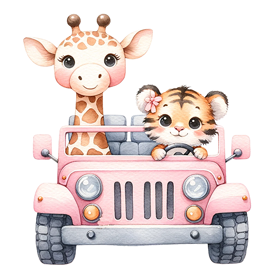 Safari rosa - giraff og tiger