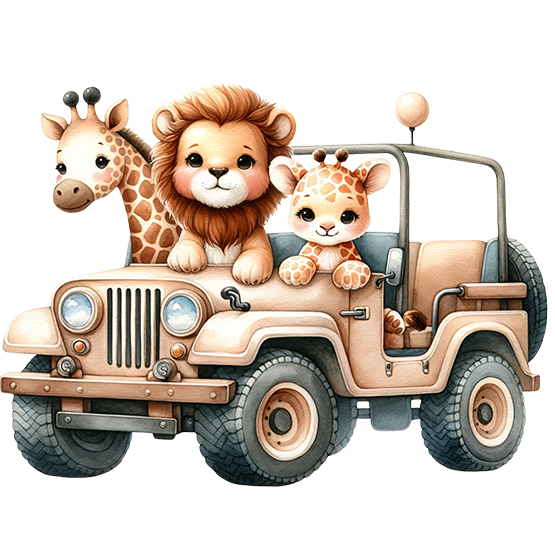 Safari beige - giraff og løve