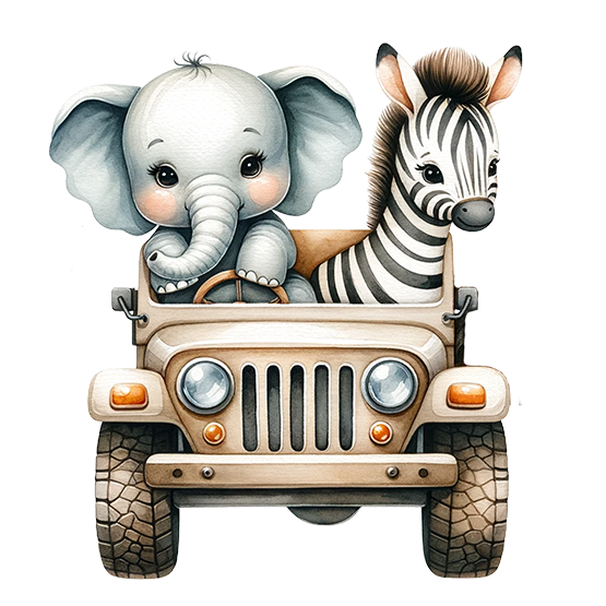 Safari beige - elefant og sebra