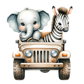 Safari beige - elefant og sebra