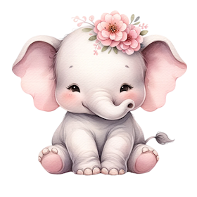 Elefant med blomst