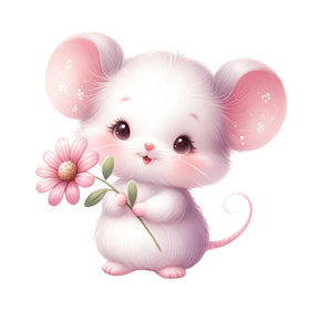 Musespist med blomst